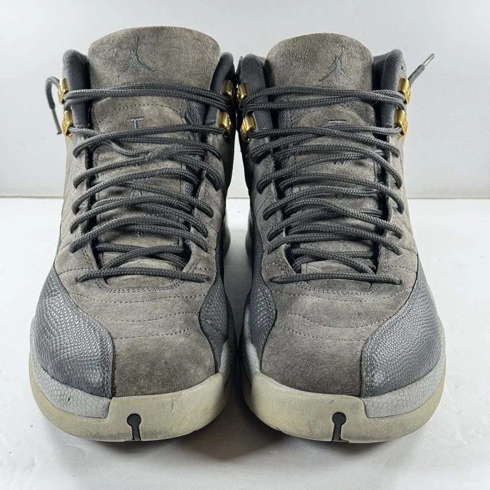 Air Jordan 12 Retro‎ Dark Grey Suede Gold Eyelets Men's Size 12 130690-005